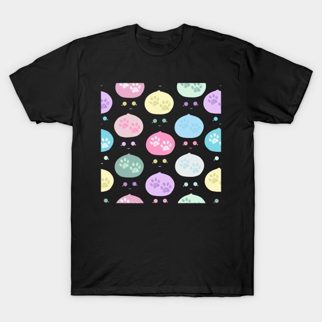 Mochi and paw prints pattern T-Shirt by GULSENGUNEL